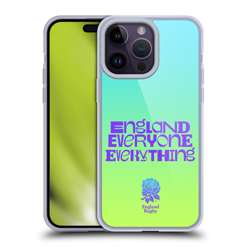 England Rugby Union This Rose Means Everything Slogan in Cyan Soft Gel Case for Apple iPhone 14 Pro Max