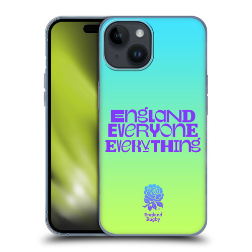 England Rugby Union This Rose Means Everything Slogan in Cyan Soft Gel Case for Apple iPhone 15