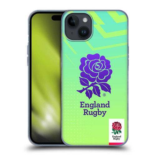 England Rugby Union This Rose Means Everything Logo in Neon Green Soft Gel Case for Apple iPhone 15 Plus