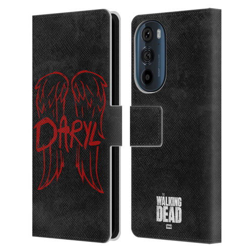 AMC The Walking Dead Daryl Dixon Iconic Wings Logo Leather Book Wallet Case Cover For Motorola Edge 30
