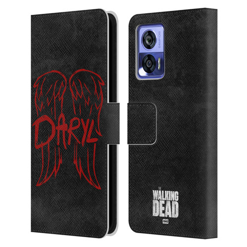 AMC The Walking Dead Daryl Dixon Iconic Wings Logo Leather Book Wallet Case Cover For Motorola Edge 30 Neo 5G