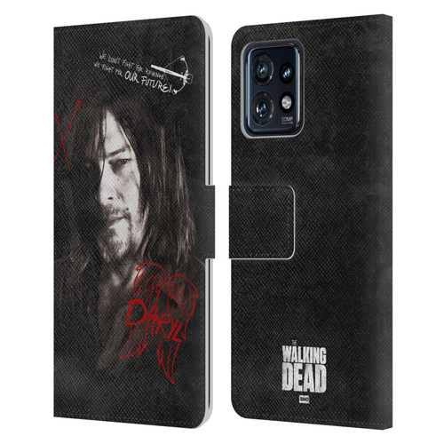 AMC The Walking Dead Daryl Dixon Iconic Grafitti Leather Book Wallet Case Cover For Motorola Moto Edge 40 Pro