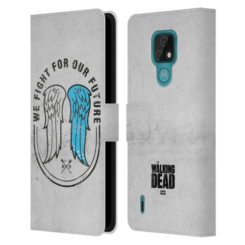 AMC The Walking Dead Daryl Dixon Iconic Wings Leather Book Wallet Case Cover For Motorola Moto E7