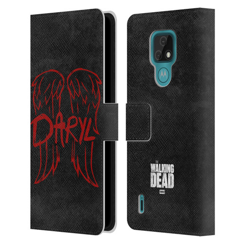 AMC The Walking Dead Daryl Dixon Iconic Wings Logo Leather Book Wallet Case Cover For Motorola Moto E7