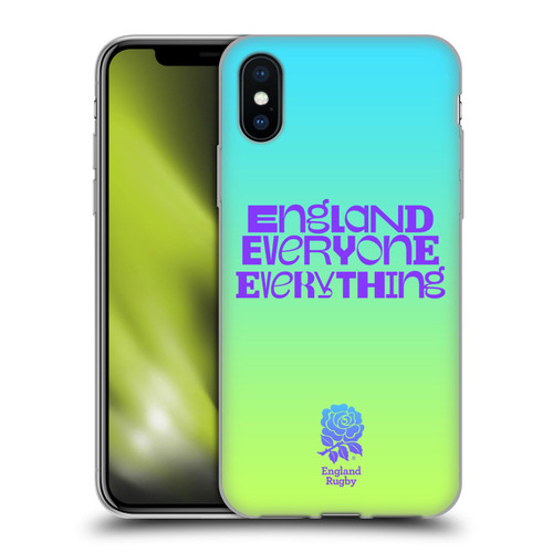 England Rugby Union This Rose Means Everything Slogan in Cyan Soft Gel Case for Apple iPhone X / iPhone XS