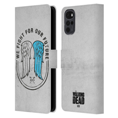 AMC The Walking Dead Daryl Dixon Iconic Wings Leather Book Wallet Case Cover For Motorola Moto G22