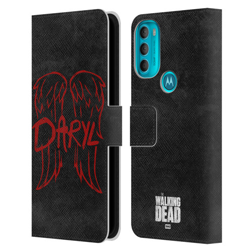 AMC The Walking Dead Daryl Dixon Iconic Wings Logo Leather Book Wallet Case Cover For Motorola Moto G71 5G