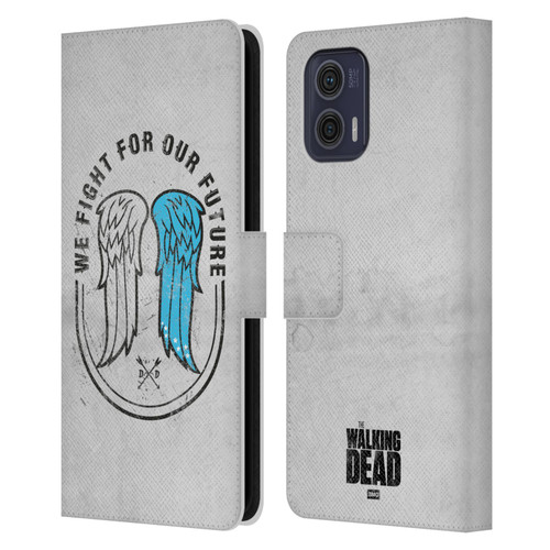 AMC The Walking Dead Daryl Dixon Iconic Wings Leather Book Wallet Case Cover For Motorola Moto G73 5G