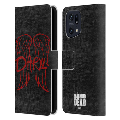 AMC The Walking Dead Daryl Dixon Iconic Wings Logo Leather Book Wallet Case Cover For OPPO Find X5