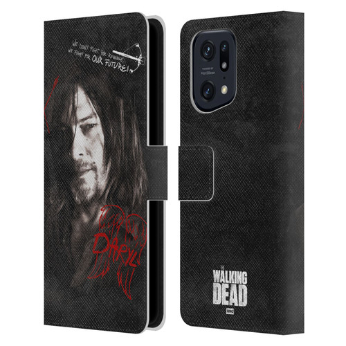 AMC The Walking Dead Daryl Dixon Iconic Grafitti Leather Book Wallet Case Cover For OPPO Find X5 Pro