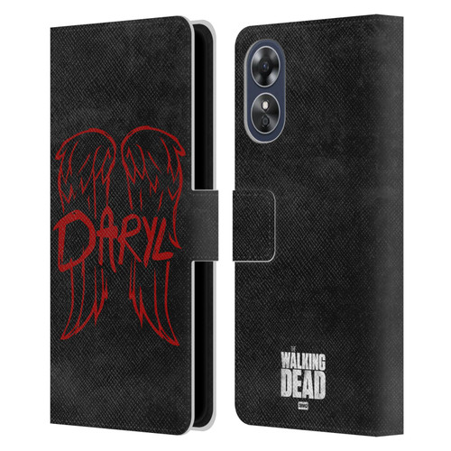 AMC The Walking Dead Daryl Dixon Iconic Wings Logo Leather Book Wallet Case Cover For OPPO A17