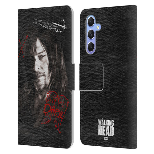 AMC The Walking Dead Daryl Dixon Iconic Grafitti Leather Book Wallet Case Cover For Samsung Galaxy A34 5G