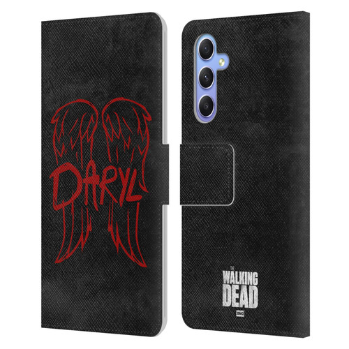 AMC The Walking Dead Daryl Dixon Iconic Wings Logo Leather Book Wallet Case Cover For Samsung Galaxy A34 5G