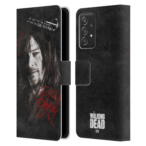 AMC The Walking Dead Daryl Dixon Iconic Grafitti Leather Book Wallet Case Cover For Samsung Galaxy A53 5G (2022)