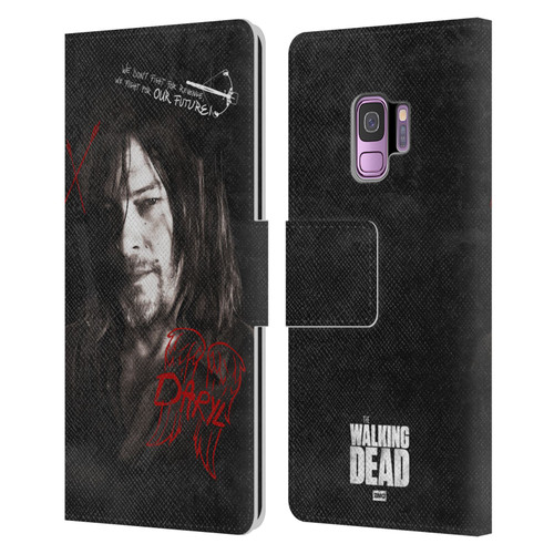 AMC The Walking Dead Daryl Dixon Iconic Grafitti Leather Book Wallet Case Cover For Samsung Galaxy S9