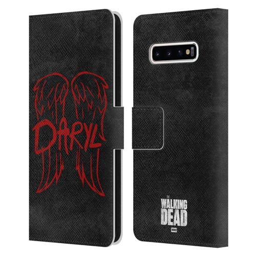 AMC The Walking Dead Daryl Dixon Iconic Wings Logo Leather Book Wallet Case Cover For Samsung Galaxy S10+ / S10 Plus