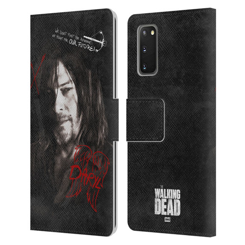 AMC The Walking Dead Daryl Dixon Iconic Grafitti Leather Book Wallet Case Cover For Samsung Galaxy S20 / S20 5G