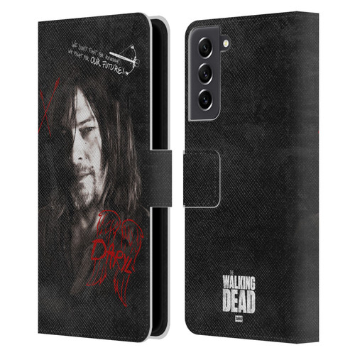 AMC The Walking Dead Daryl Dixon Iconic Grafitti Leather Book Wallet Case Cover For Samsung Galaxy S21 FE 5G