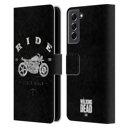 AMC The Walking Dead Daryl Dixon Iconic Ride Don't Walk Leather Book Wallet Case Cover For Samsung Galaxy S21 FE 5G