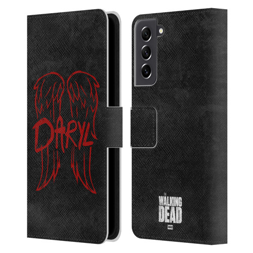 AMC The Walking Dead Daryl Dixon Iconic Wings Logo Leather Book Wallet Case Cover For Samsung Galaxy S21 FE 5G