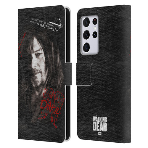 AMC The Walking Dead Daryl Dixon Iconic Grafitti Leather Book Wallet Case Cover For Samsung Galaxy S21 Ultra 5G