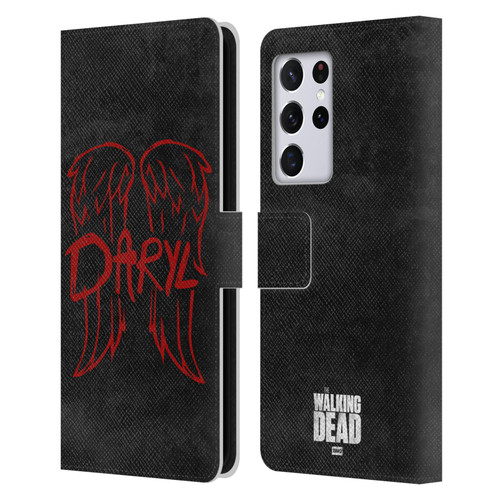 AMC The Walking Dead Daryl Dixon Iconic Wings Logo Leather Book Wallet Case Cover For Samsung Galaxy S21 Ultra 5G