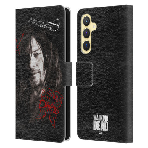 AMC The Walking Dead Daryl Dixon Iconic Grafitti Leather Book Wallet Case Cover For Samsung Galaxy S23 FE 5G