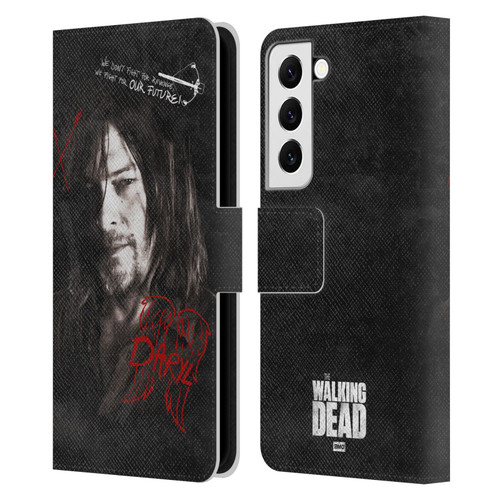 AMC The Walking Dead Daryl Dixon Iconic Grafitti Leather Book Wallet Case Cover For Samsung Galaxy S22 5G