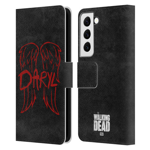 AMC The Walking Dead Daryl Dixon Iconic Wings Logo Leather Book Wallet Case Cover For Samsung Galaxy S22 5G