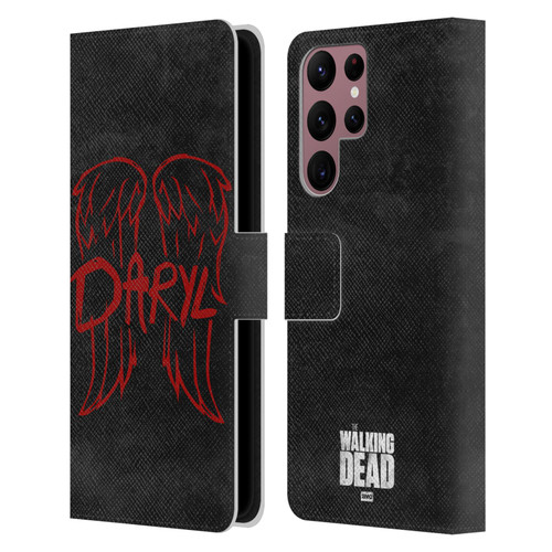 AMC The Walking Dead Daryl Dixon Iconic Wings Logo Leather Book Wallet Case Cover For Samsung Galaxy S22 Ultra 5G