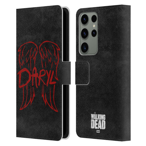 AMC The Walking Dead Daryl Dixon Iconic Wings Logo Leather Book Wallet Case Cover For Samsung Galaxy S23 Ultra 5G