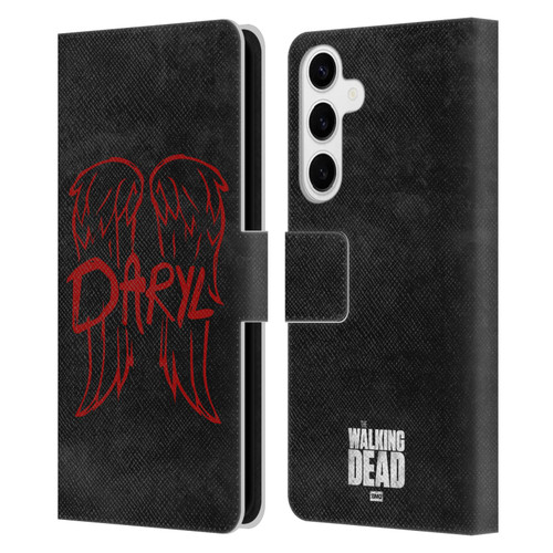 AMC The Walking Dead Daryl Dixon Iconic Wings Logo Leather Book Wallet Case Cover For Samsung Galaxy S24+ 5G