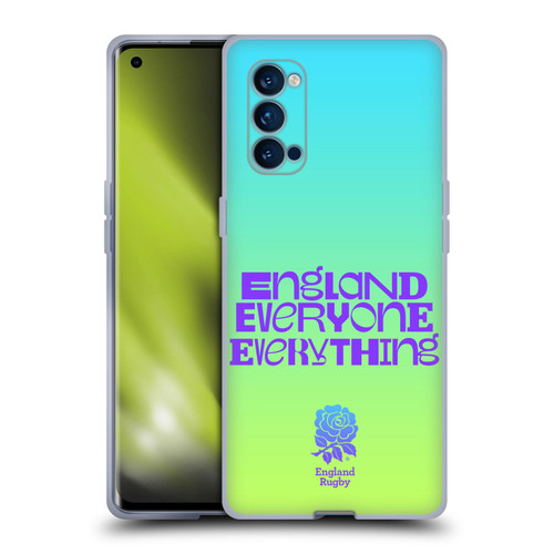 England Rugby Union This Rose Means Everything Slogan in Cyan Soft Gel Case for OPPO Reno 4 Pro 5G