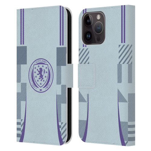 Scotland National Football Team 2024/25 Kits Away Leather Book Wallet Case Cover For Apple iPhone 15 Pro Max