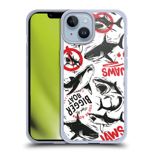 Jaws Art Pattern Doodle Soft Gel Case for Apple iPhone 14