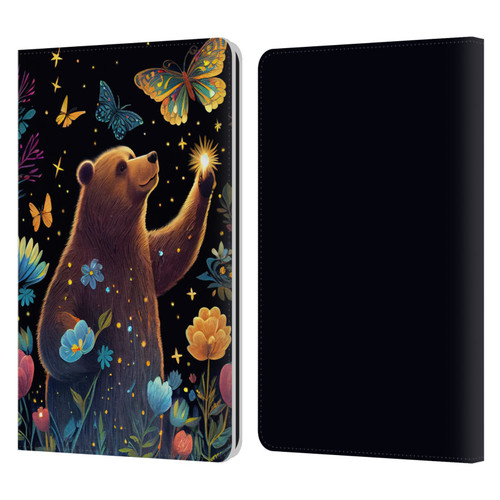 JK Stewart Art Bear Reaching Up Leather Book Wallet Case Cover For Amazon Kindle Paperwhite 1 / 2 / 3