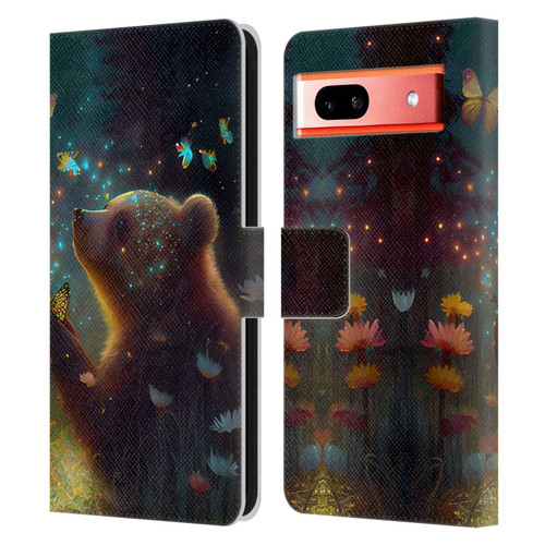 JK Stewart Art Bear Leather Book Wallet Case Cover For Google Pixel 7a