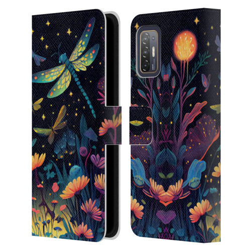 JK Stewart Art Dragonflies In Night Garden Leather Book Wallet Case Cover For HTC Desire 21 Pro 5G