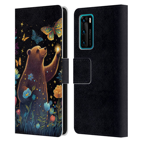 JK Stewart Art Bear Reaching Up Leather Book Wallet Case Cover For Huawei P40 5G