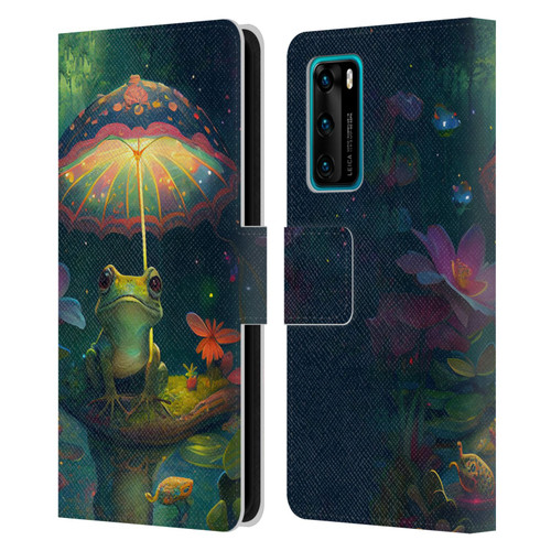 JK Stewart Art Frog With Umbrella Leather Book Wallet Case Cover For Huawei P40 5G