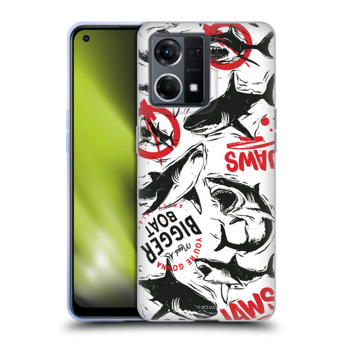Jaws Art Pattern Doodle Soft Gel Case for OPPO Reno8 4G
