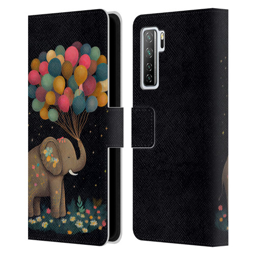 JK Stewart Art Elephant Holding Balloon Leather Book Wallet Case Cover For Huawei Nova 7 SE/P40 Lite 5G