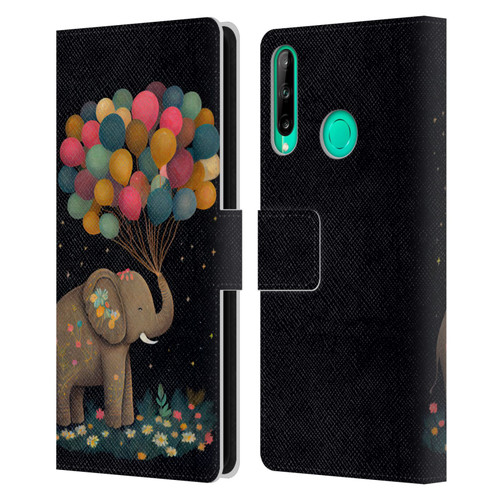 JK Stewart Art Elephant Holding Balloon Leather Book Wallet Case Cover For Huawei P40 lite E