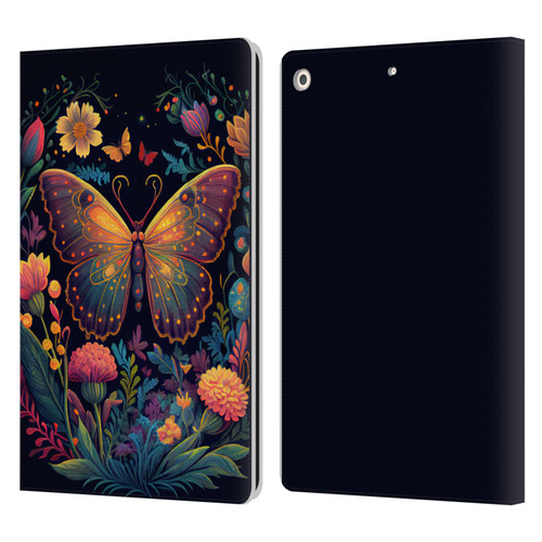 JK Stewart Art Butterfly In Night Garden Leather Book Wallet Case Cover For Apple iPad 10.2 2019/2020/2021
