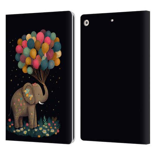 JK Stewart Art Elephant Holding Balloon Leather Book Wallet Case Cover For Apple iPad 10.2 2019/2020/2021