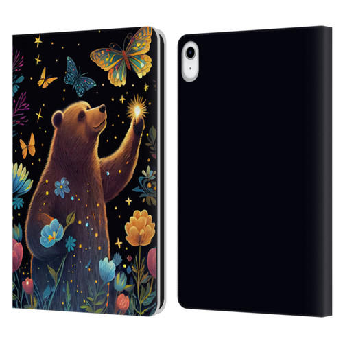 JK Stewart Art Bear Reaching Up Leather Book Wallet Case Cover For Apple iPad 10.9 (2022)