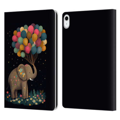 JK Stewart Art Elephant Holding Balloon Leather Book Wallet Case Cover For Apple iPad 10.9 (2022)
