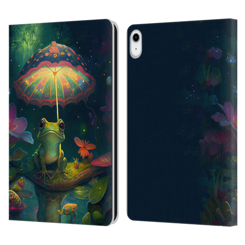 JK Stewart Art Frog With Umbrella Leather Book Wallet Case Cover For Apple iPad 10.9 (2022)
