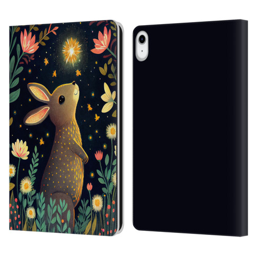 JK Stewart Art Rabbit Catching Falling Star Leather Book Wallet Case Cover For Apple iPad 10.9 (2022)
