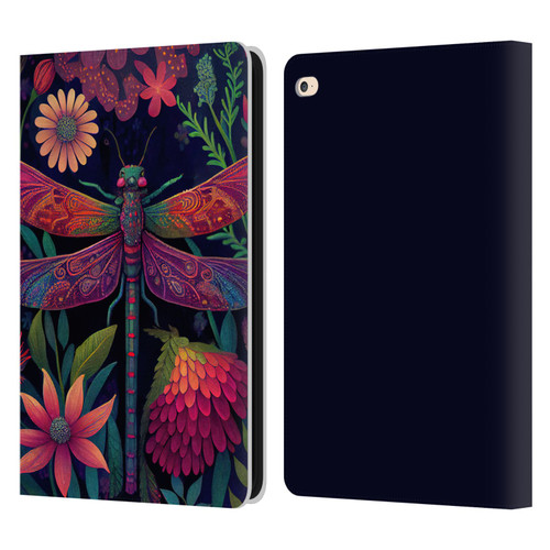 JK Stewart Art Dragonfly Purple Leather Book Wallet Case Cover For Apple iPad Air 2 (2014)